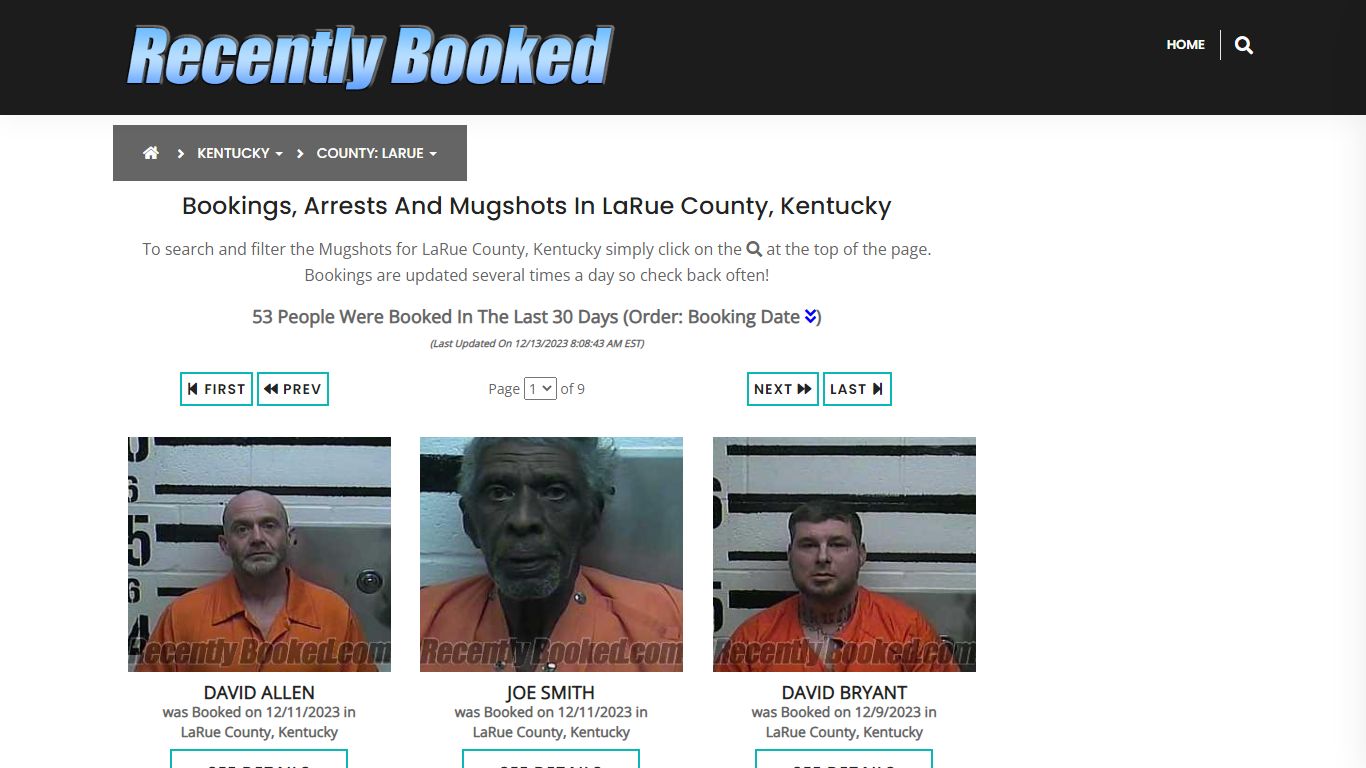 Recent bookings, Arrests, Mugshots in LaRue County, Kentucky