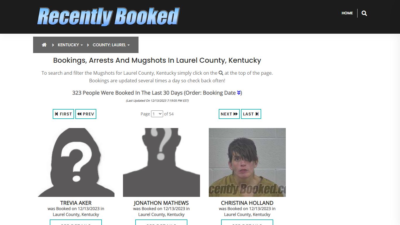 Recent bookings, Arrests, Mugshots in Laurel County, Kentucky